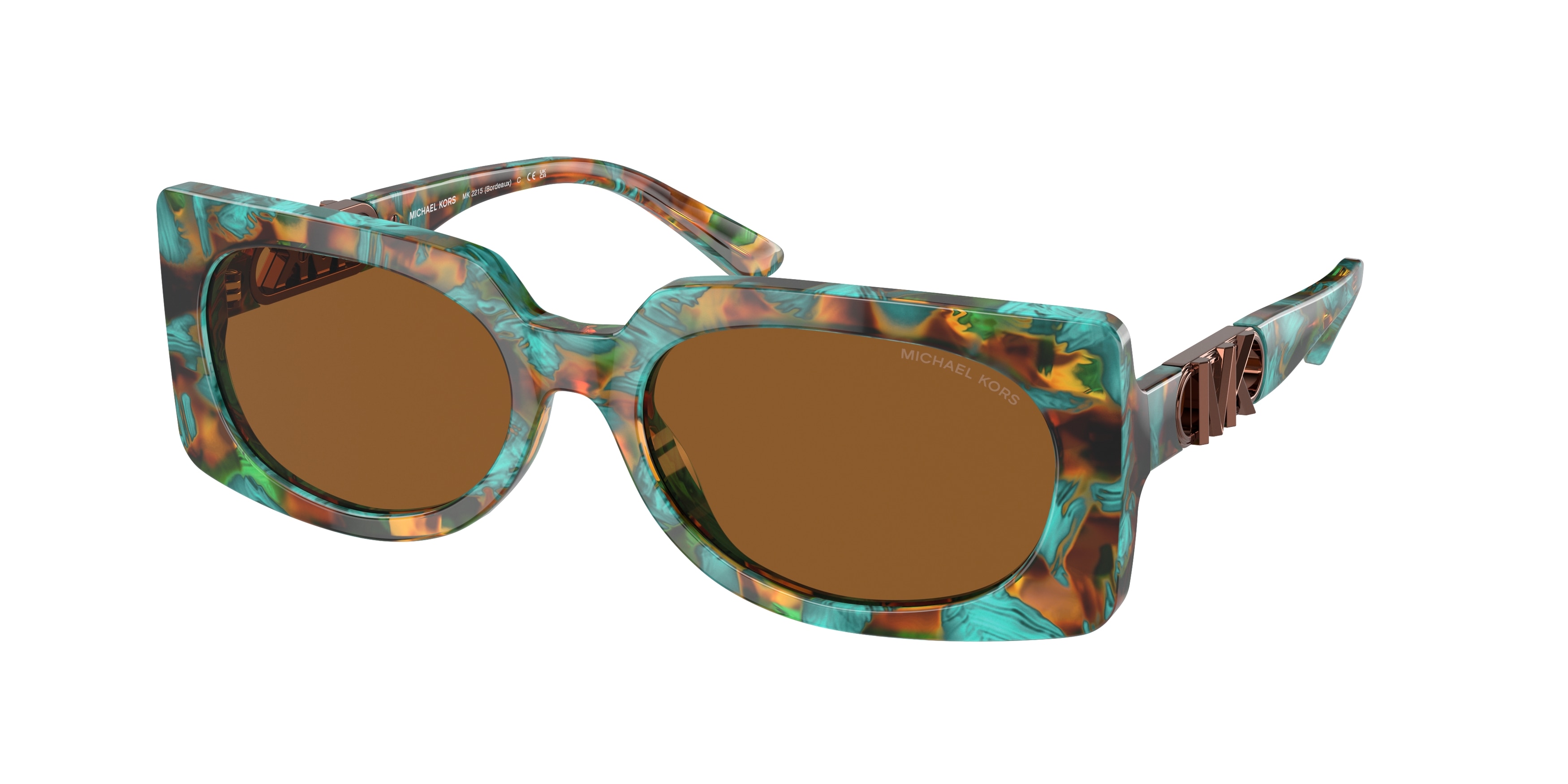 Michael Kors Femme MK2215 Bordeaux 400073 Lunettes De Soleil AcéTate Vert Marron Carré Normale-image